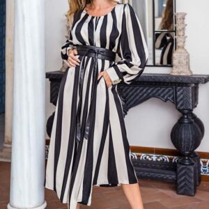 Vestido largo con cinturón piel  PA2033 de Encandilata