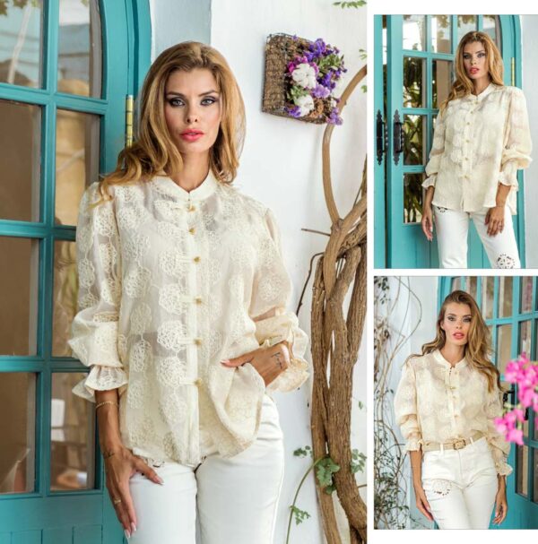 Camisa bordada con botones dorados PA2091 de Encandilata - Imagen 2