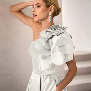 Vestido de fiesta en tafetán 1J69 de Marfil Barcelona