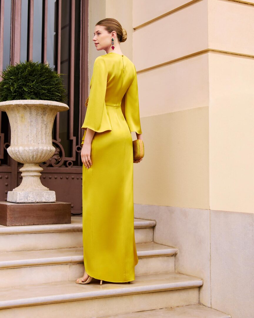 Vestido de fiesta en raso texturizado 1GN8 de Marfil Barcelona - Imagen 2