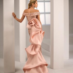 Vestido de fiesta rosa con lentejuelas 1JC4 de Marfil Barcelona