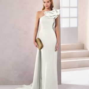 Vestido de fiesta crepe satén 1JH8 de Marfil Barcelona