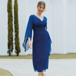 Vestido midi de fiesta gasa 197-300 de Agnes Marie Couture