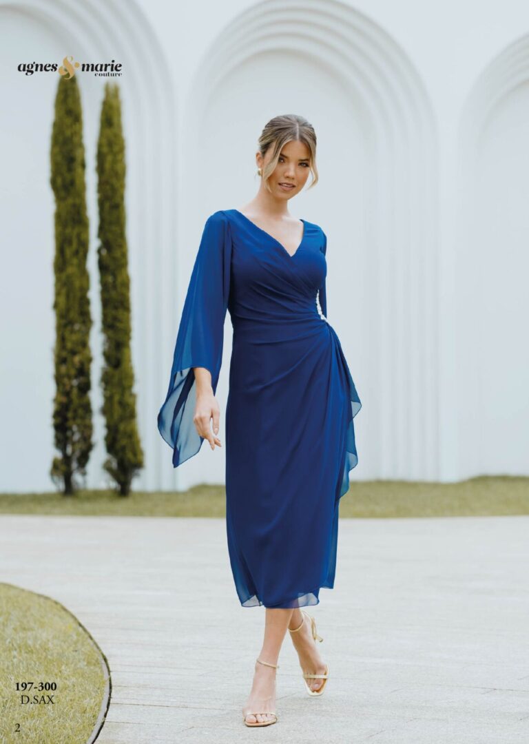 Vestido midi de fiesta gasa 197-300 de Agnes Marie Couture