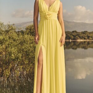 Vestido buganvilla largo con flor 26030 de Alma Gemela