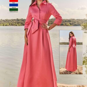 Vestido largo estilo camisero 26069 de Alma Gemela