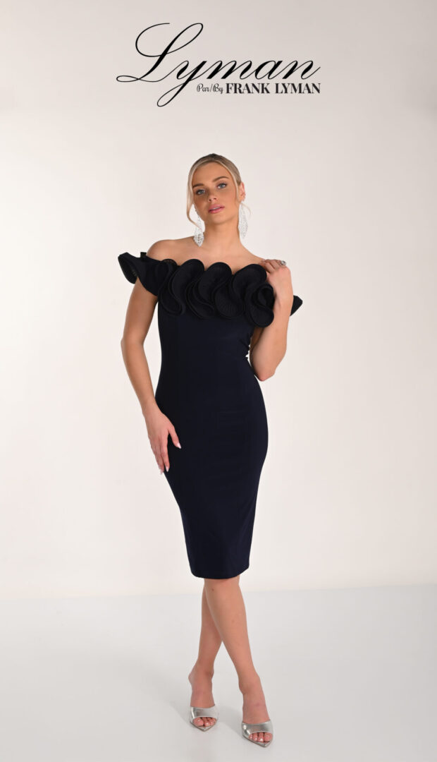Vestido midi con volante en escote 268015 de Lyman