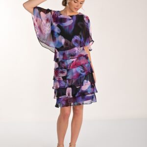 Vestido corto con mangas vuelo y capas de volantes 268247 de Lyman