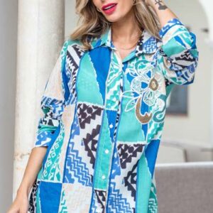 Camisa larga algodón con botones y pedrería PA1813 de Encandilata
