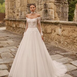 Vestido de novia de tul glitter 2N133 Pía de Adriana Alier