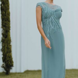 Vestido largo de fiesta negro 241-380 de Agnes Marie Couture