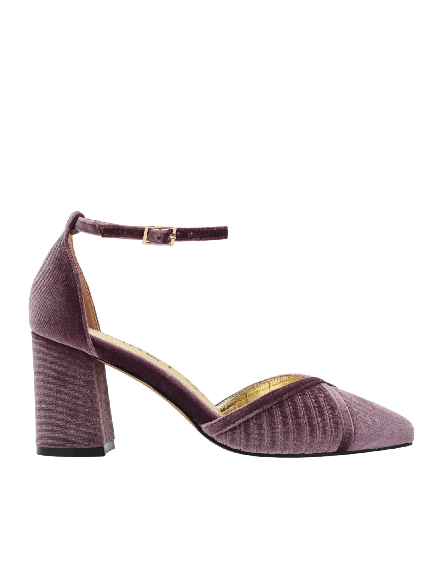 ZAPATOS DE SALÓN DE TERCIOPELO MALVA CON CORREA - Imagen 3