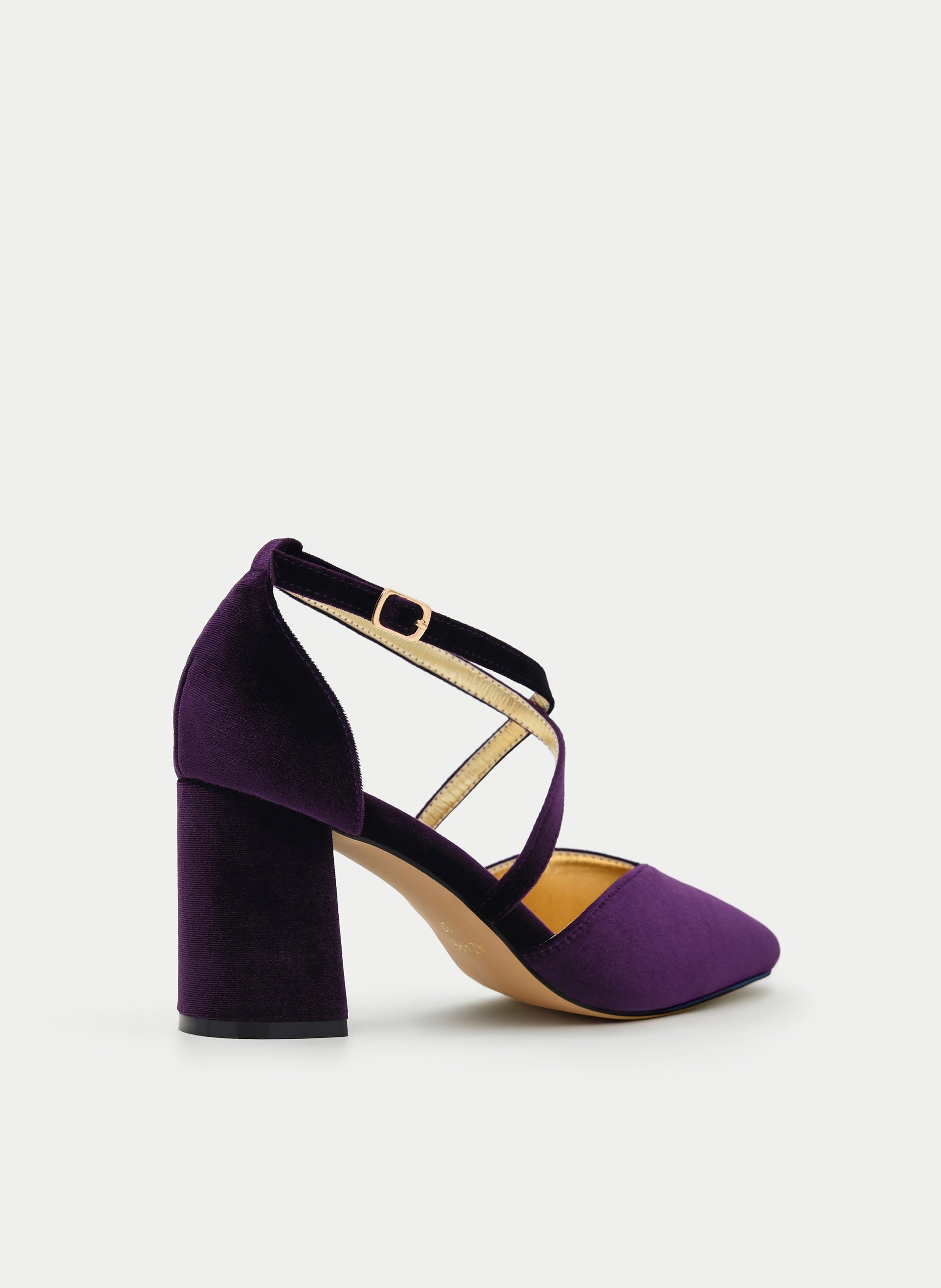SALÓN MORADO DE TERCIOPELO TACÓN ANCHO Y TIRAS - Imagen 5