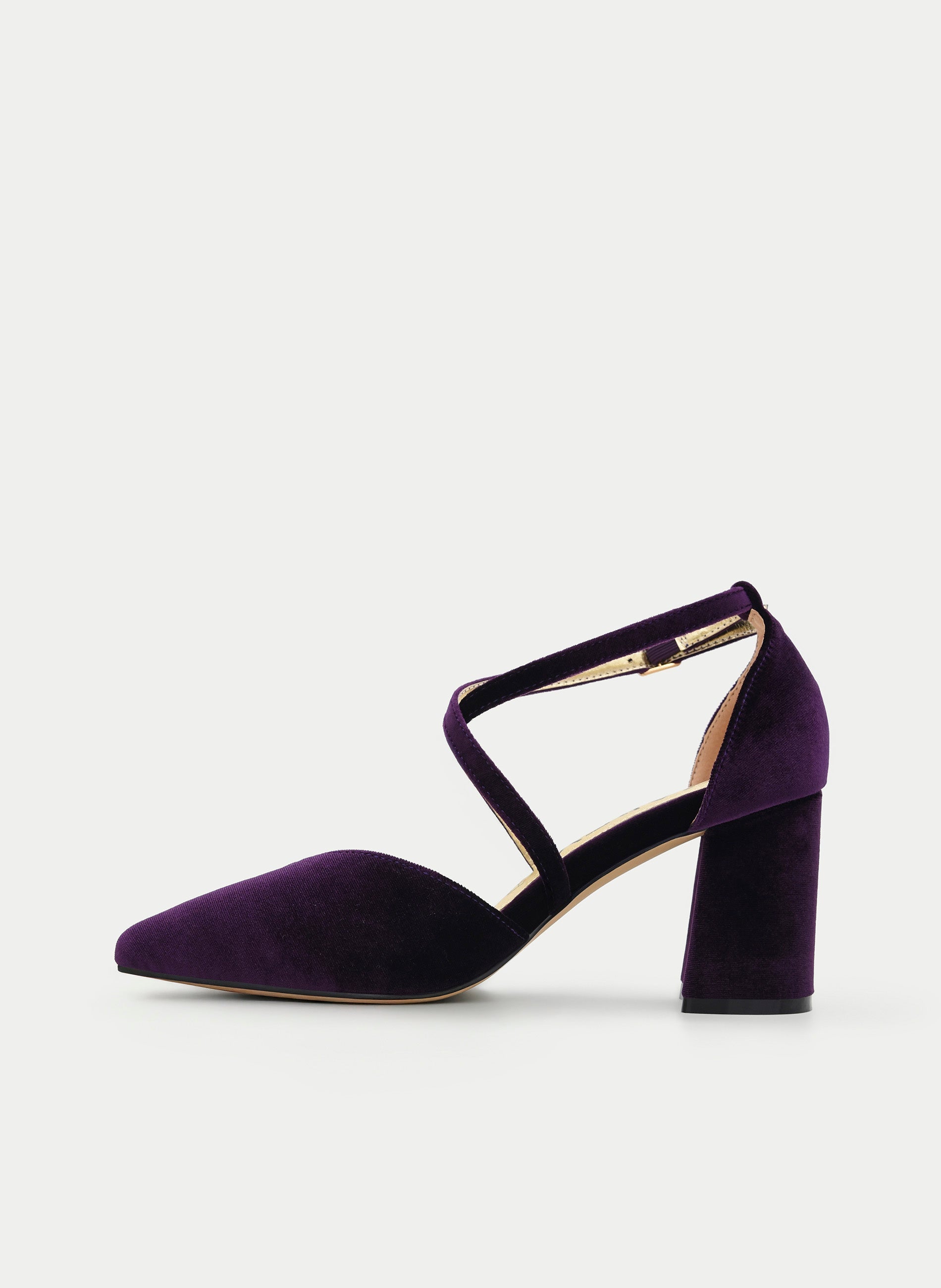 SALÓN MORADO DE TERCIOPELO TACÓN ANCHO Y TIRAS - Imagen 6