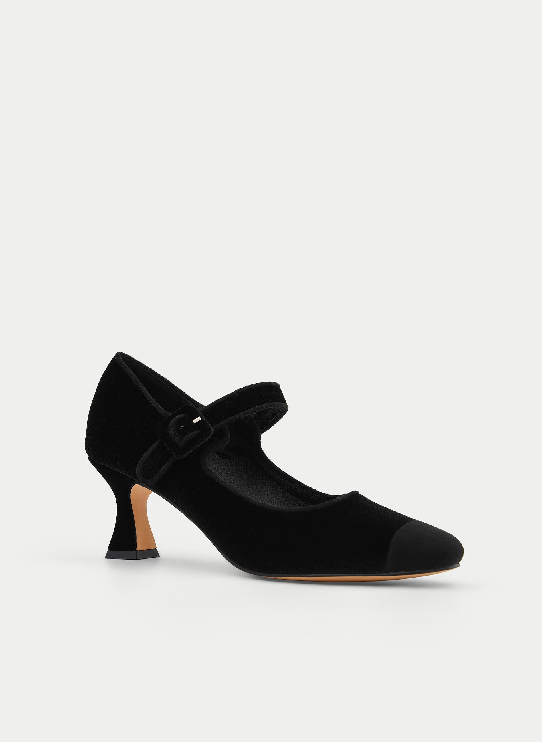 ZAPATO MERCEDITAS DE TERCIOPELO NEGRO TACÓN MEDIO - Imagen 2
