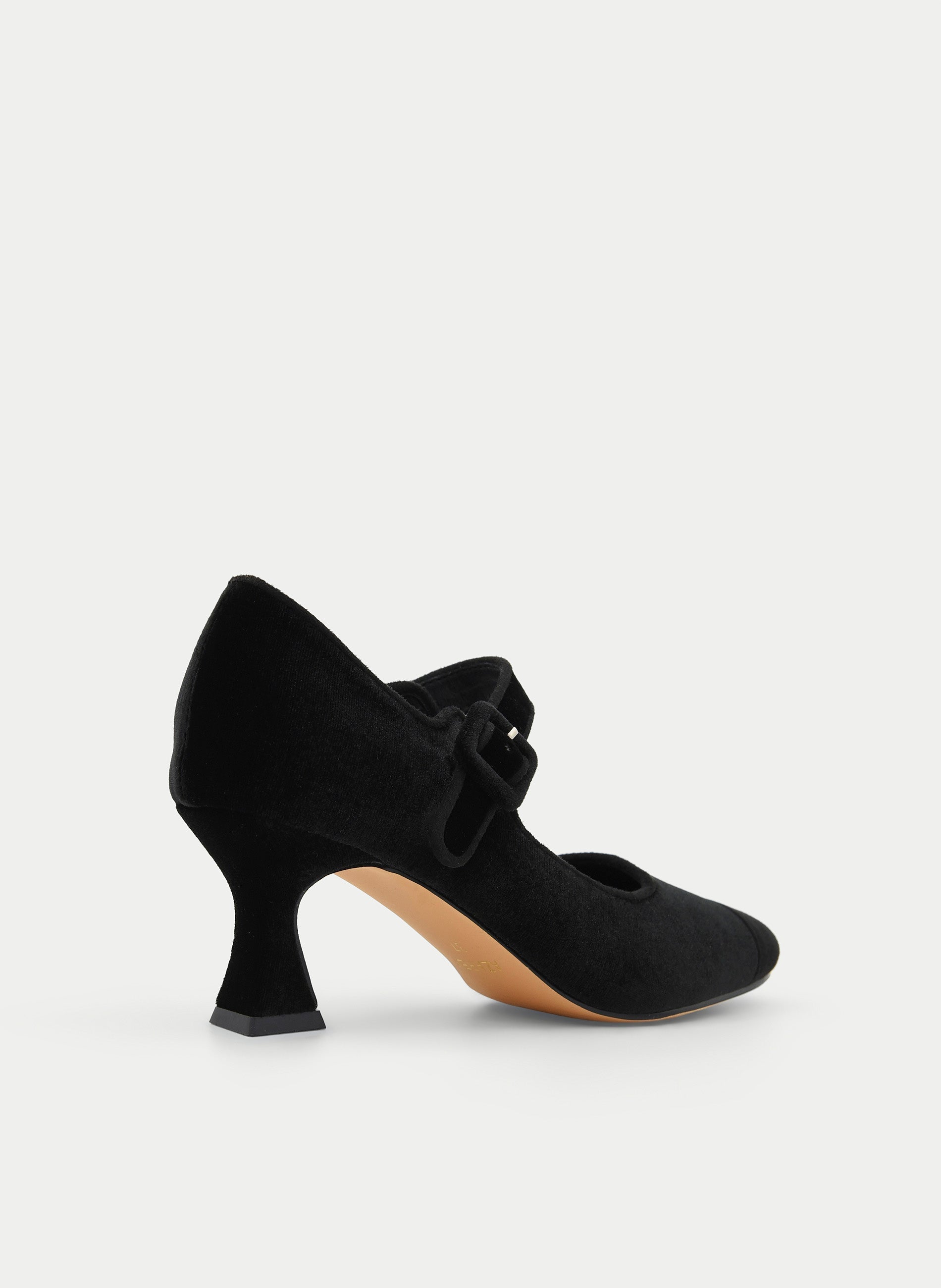 ZAPATO MERCEDITAS DE TERCIOPELO NEGRO TACÓN MEDIO - Imagen 4