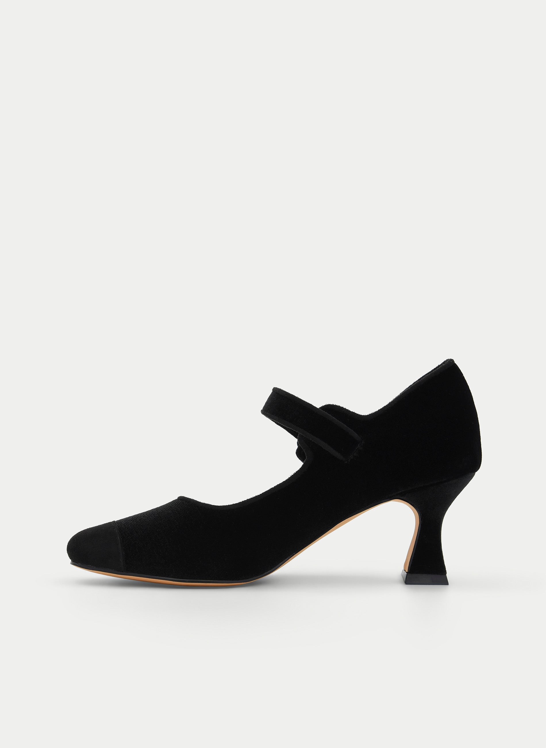 ZAPATO MERCEDITAS DE TERCIOPELO NEGRO TACÓN MEDIO - Imagen 5