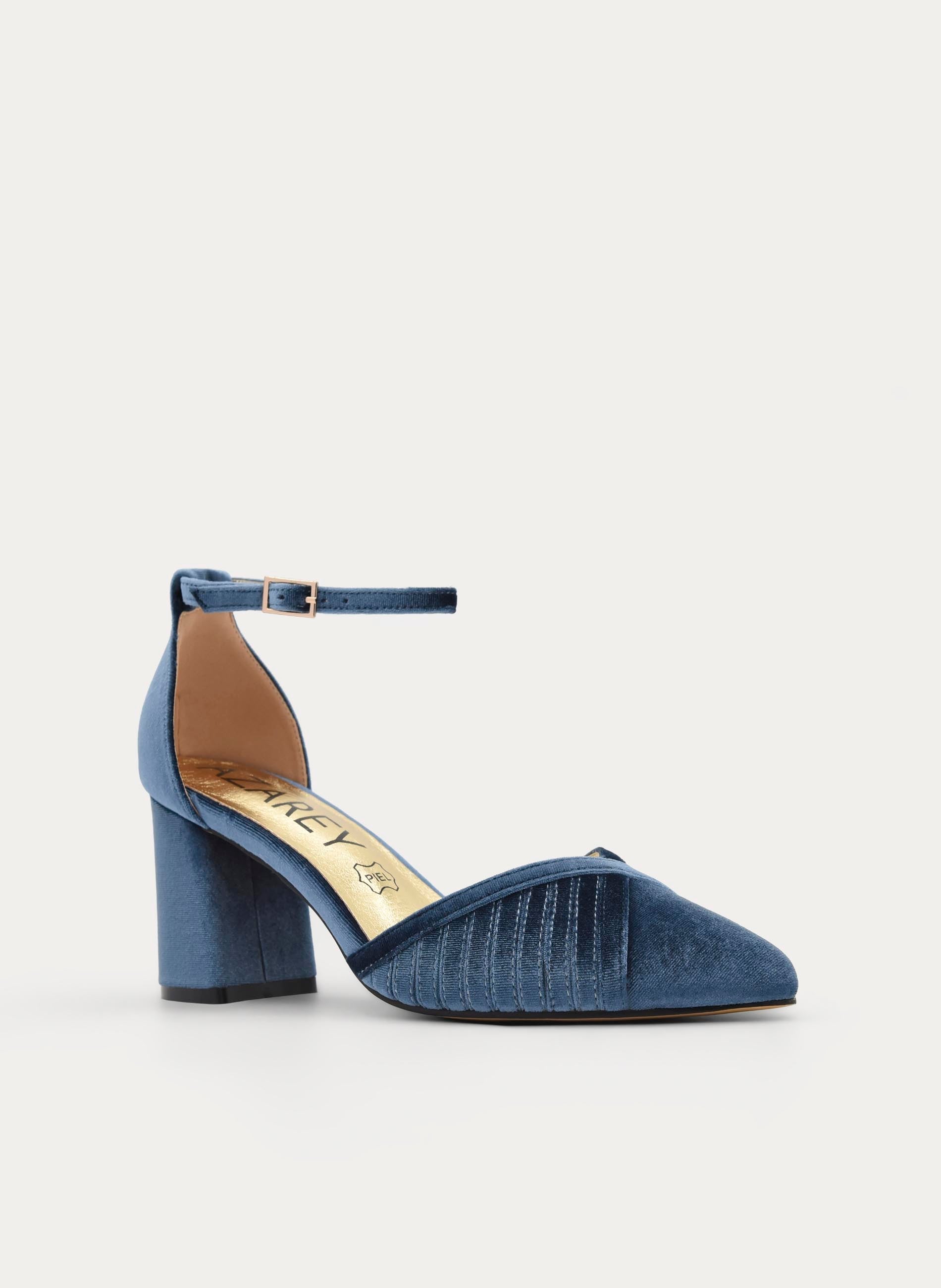 ZAPATOS DE SALÓN DE TERCIOPELO GRIS CON CORREA - Imagen 2
