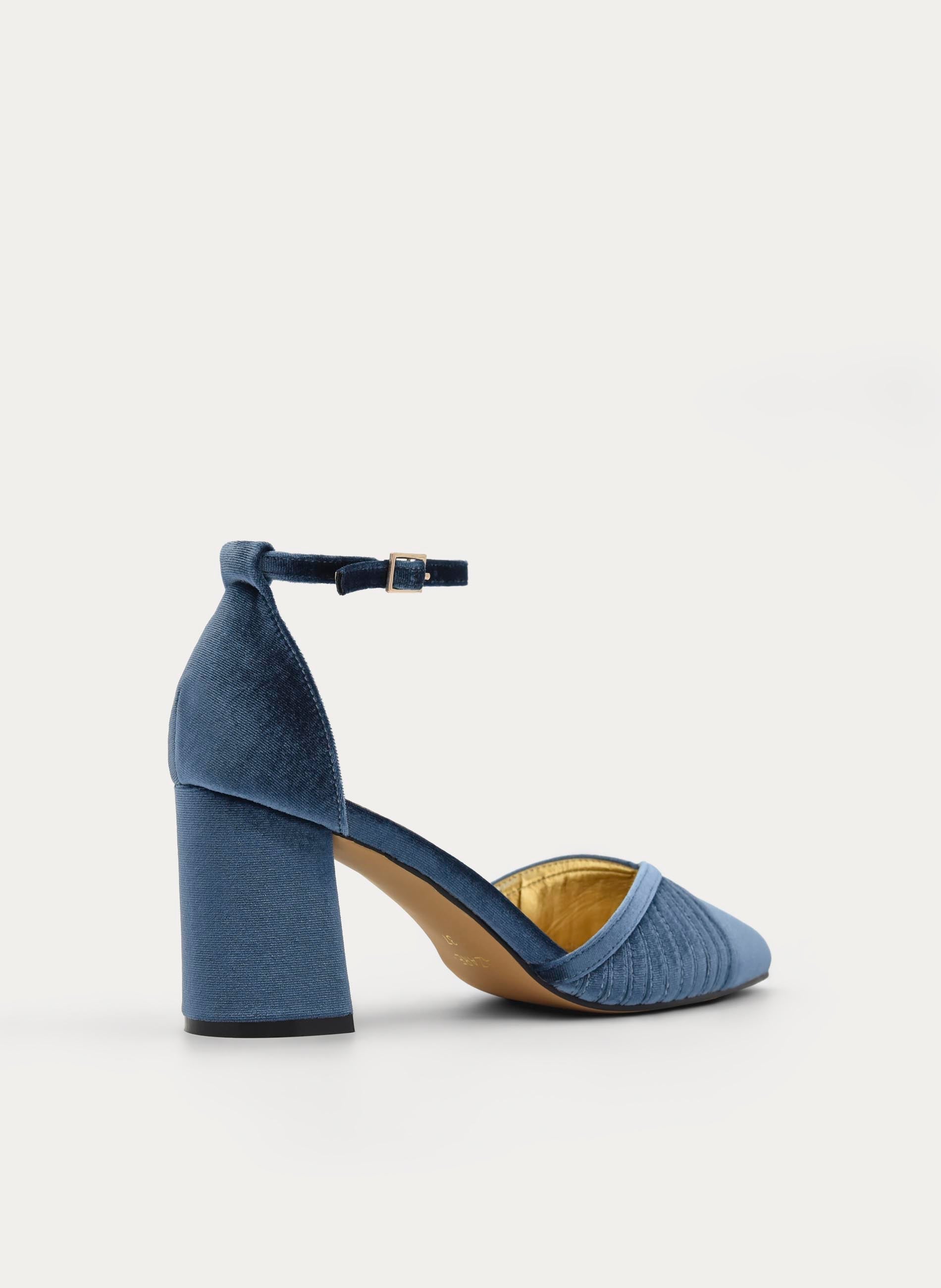 ZAPATOS DE SALÓN DE TERCIOPELO GRIS CON CORREA - Imagen 4