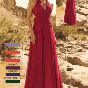 Vestido largo de tul elástico buganvilla 56028 de XM Collection