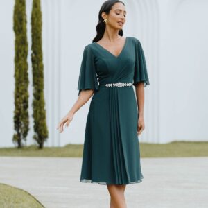 Vestido midi de fiesta gasa 197-310 de Agnes Marie Couture