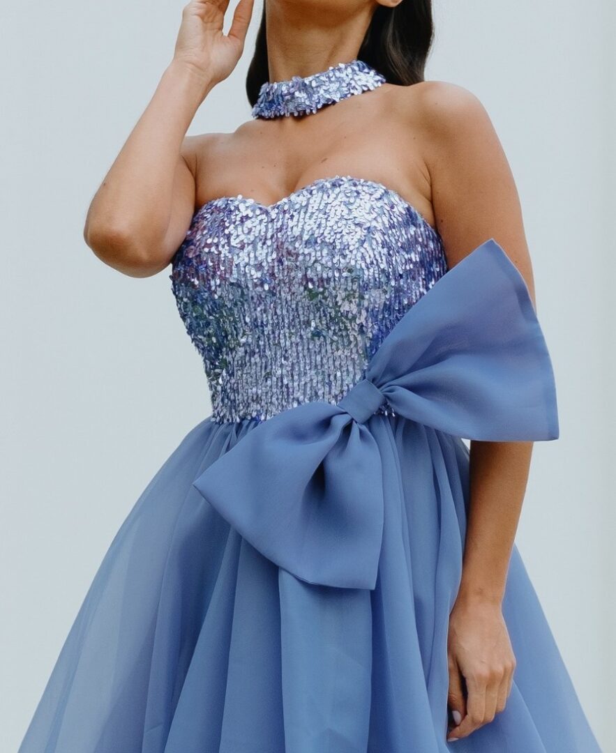 Vestido largo de fiesta lazo 197-440 de Agnes Marie Couture - Imagen 2