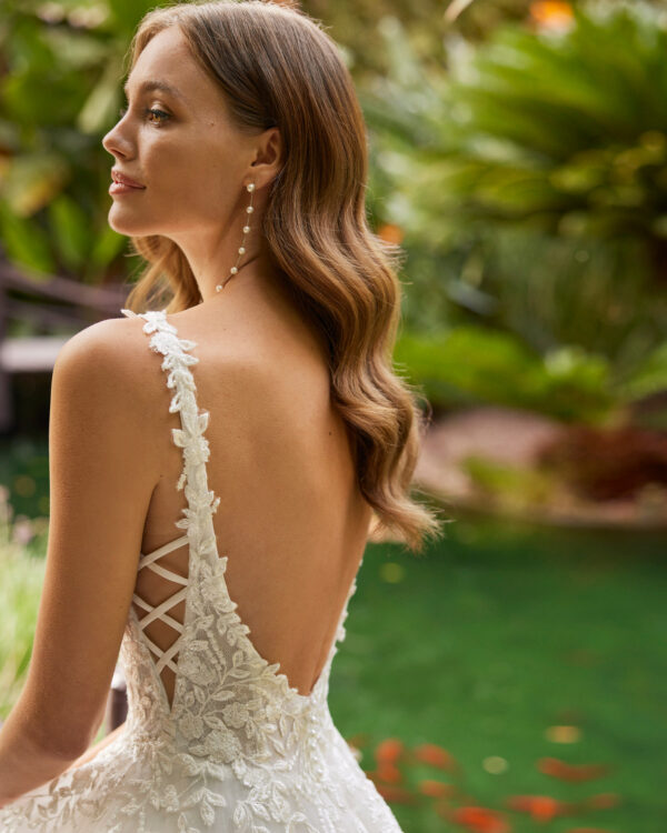 Vestido de novia corte A en tul y glitter 7N134 Herme de Adriana Alier - Imagen 3