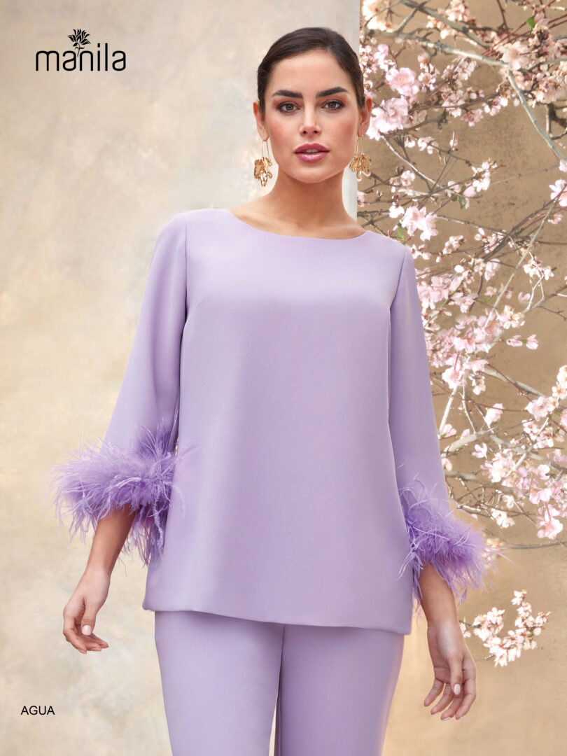 Conjunto pantalón y blusón curvy en magenta 170 Agua de Manila - Imagen 2