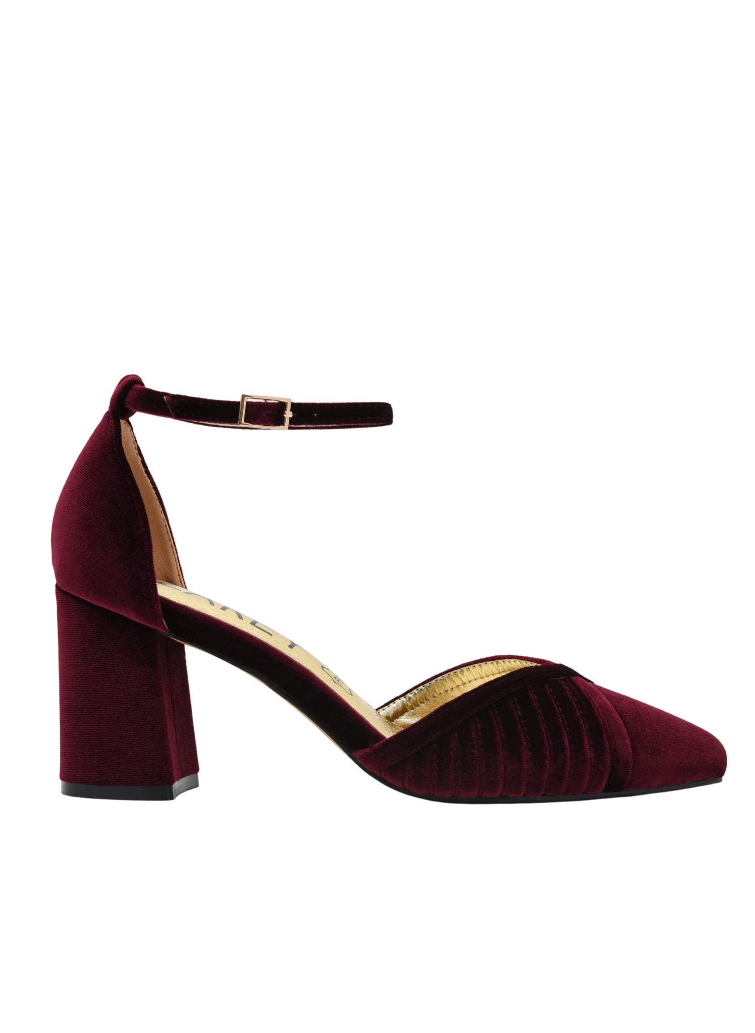 ZAPATOS DE SALÓN DE TERCIOPELO BURDEOS CON CORREA - Imagen 3