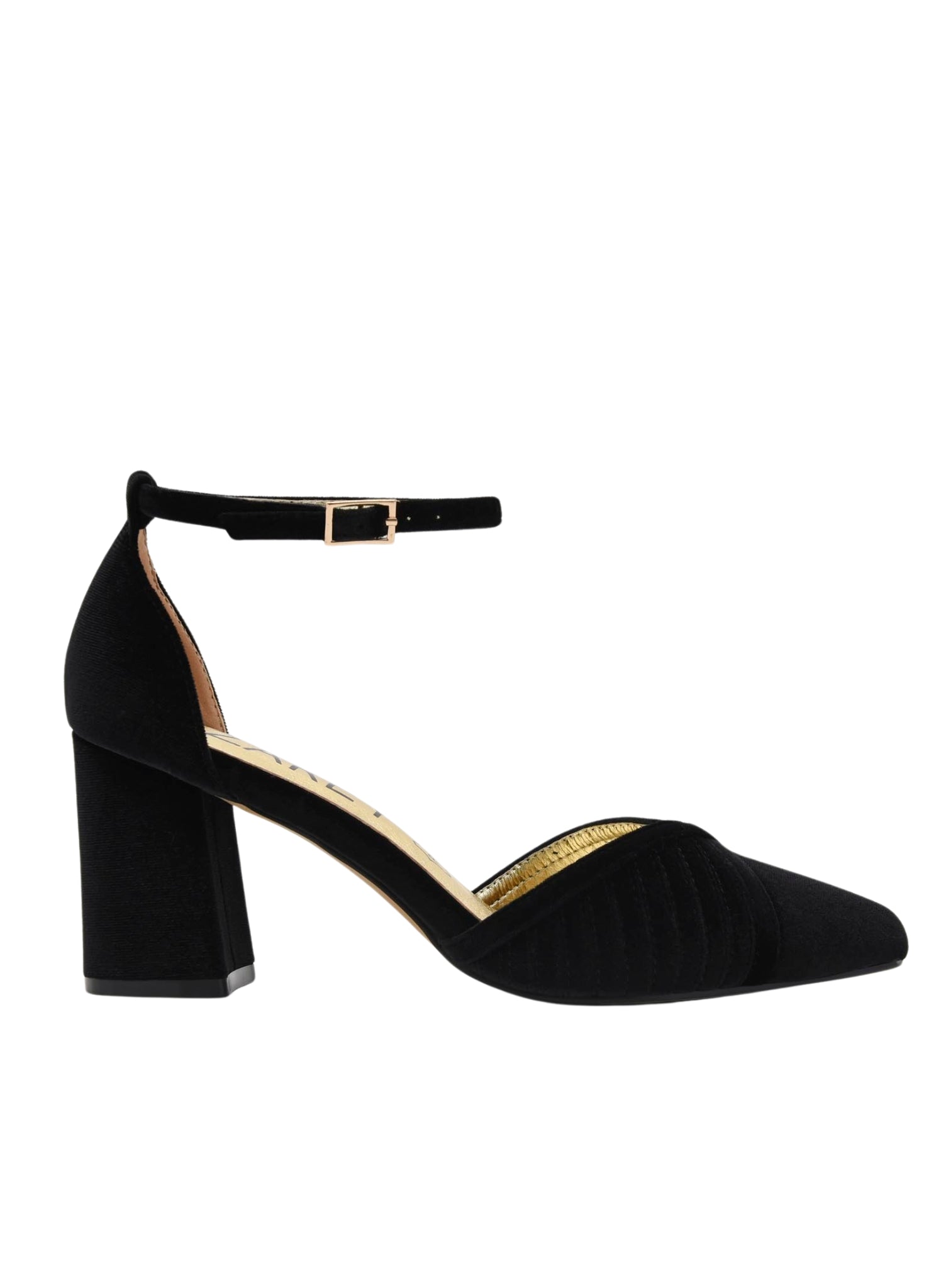 ZAPATOS DE SALÓN DE TERCIOPELO NEGRO CON CORREA - Imagen 3