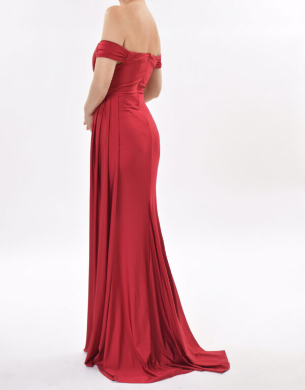 Vestido de fiesta drapeado de corte sirena granate M8987 de Charmsparis - Imagen 2