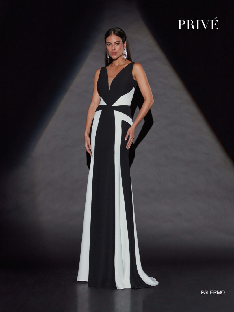 Vestido largo bicolor Palermo 302 de Manila Privé
