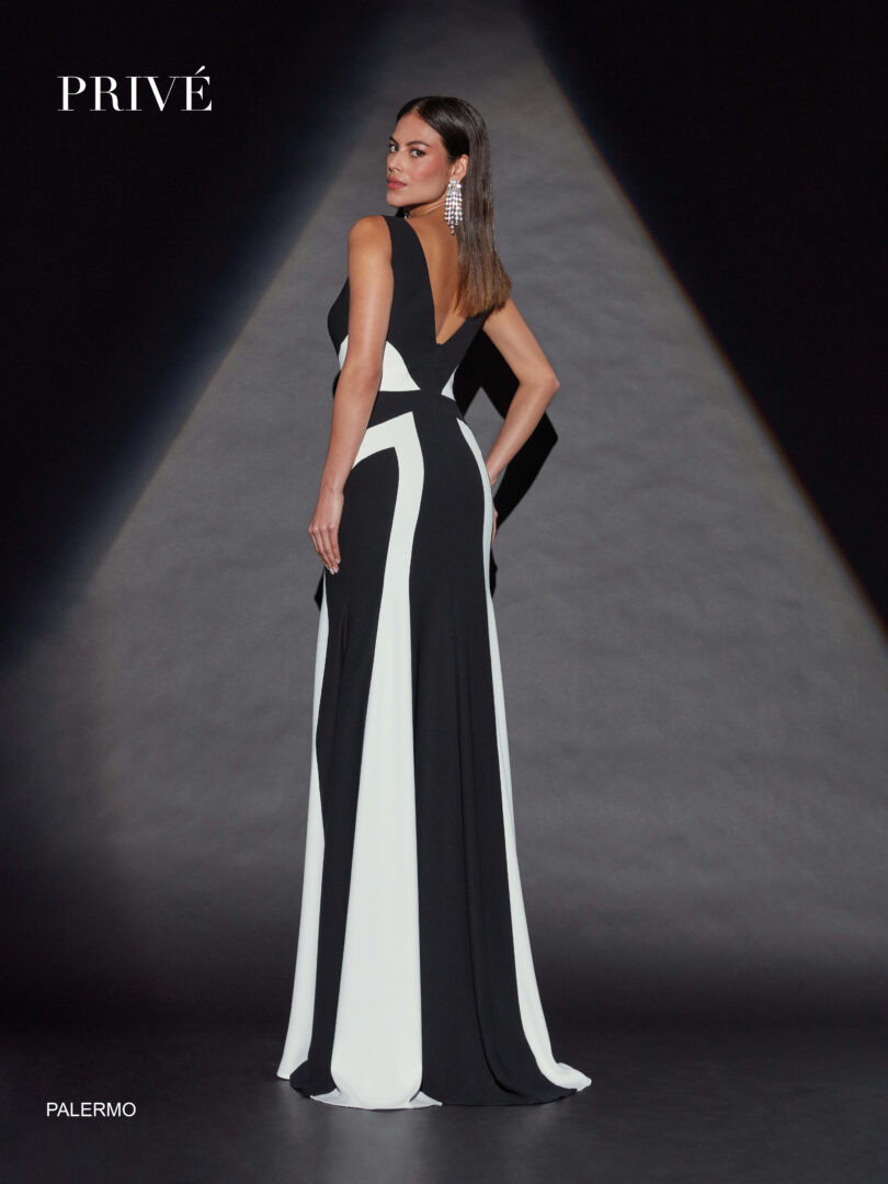 Vestido largo bicolor Palermo 302 de Manila Privé - Imagen 2