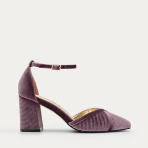 ZAPATOS DE SALÓN DE TERCIOPELO MALVA CON CORREA