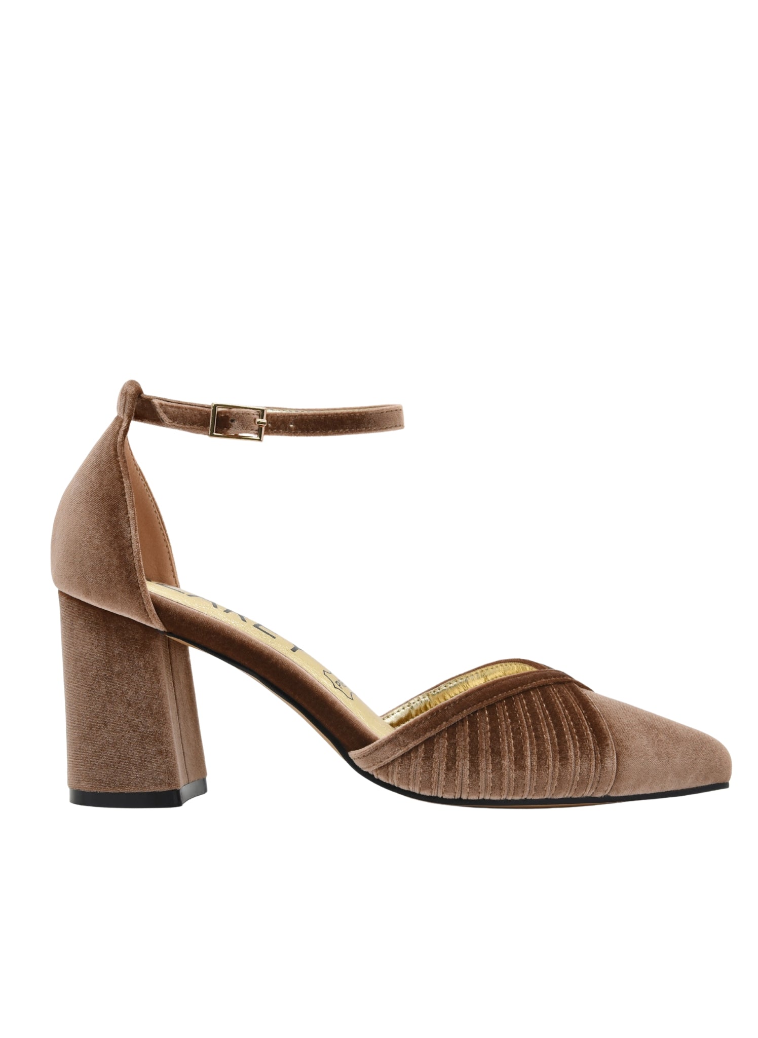 ZAPATOS DE SALÓN DE TERCIOPELO TAUPE CON CORREA - Imagen 3