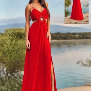 Vestido largo con pedrería 26078 de Alma Gemela