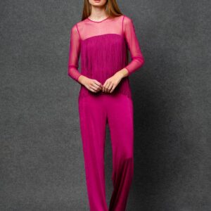 Mono de fiesta con transparencias y flecos 1350800 de Nuribel