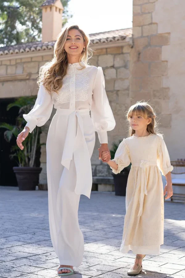 Pantalón palazzo en crepe blanco Julia de Silvia Navarro