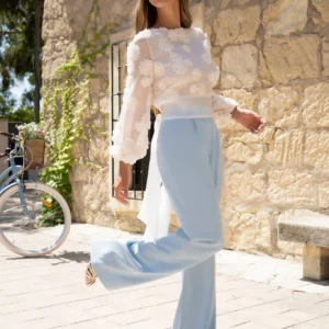 Conjunto de organza y crepe Rossie de Silvia Navarro