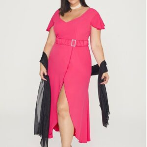 Vestido curvy largo de corte lateral 25136 de SPG Woman