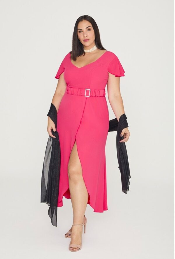 Vestido curvy largo de corte lateral 25136 de SPG Woman
