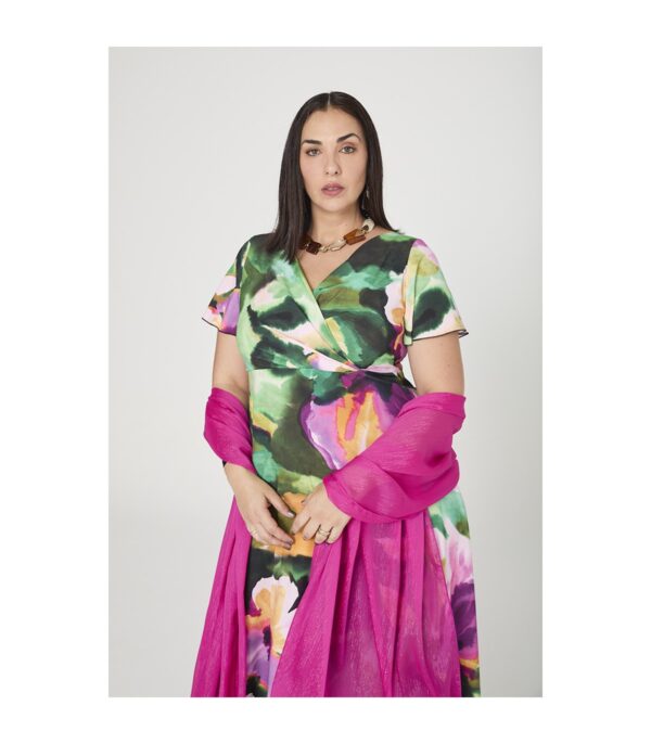 Vestido talla grande largo estampado de manga corta 25138 de SPG Woman - Imagen 3