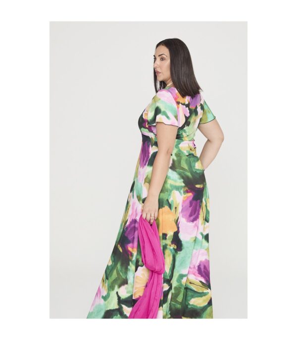 Vestido talla grande largo estampado de manga corta 25138 de SPG Woman - Imagen 2